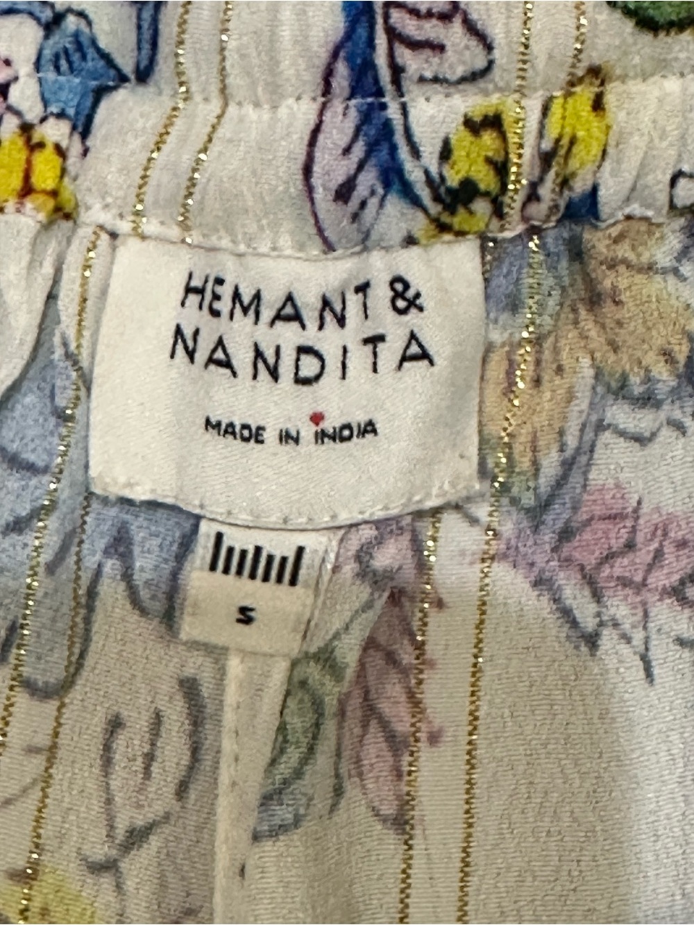 HEMANT & NANDITA White Floral Wide-Leg Pants S - Picture 6 of 10